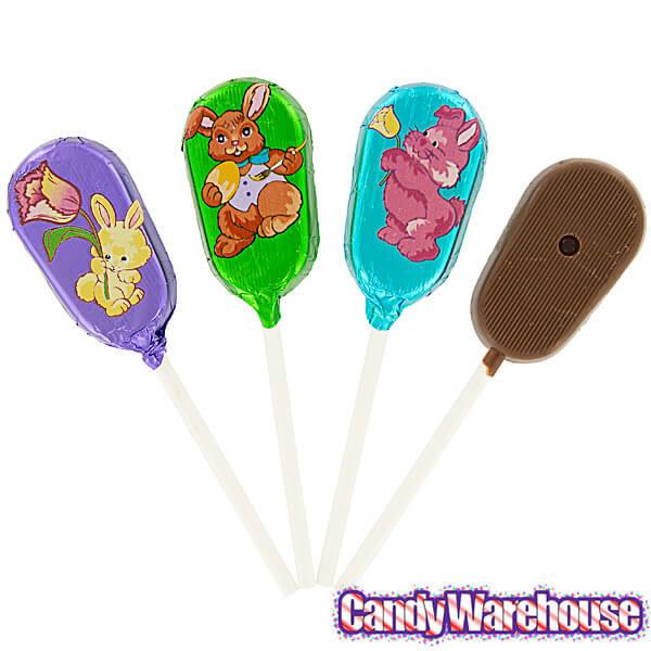 Madelaine Easter Foiled Milk Chocolate Lollipops: 36-Piece Display - Candy Warehouse