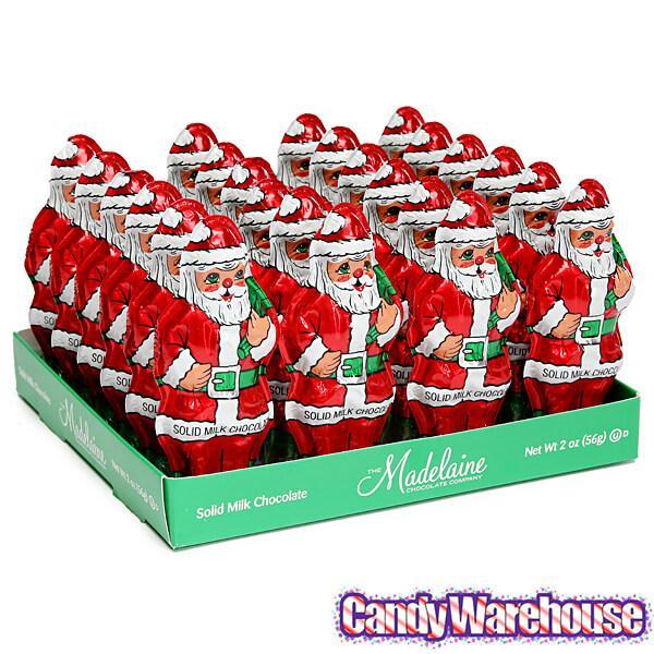 Madelaine Foiled 2-Ounce Solid Milk Chocolate Santas: 24-Piece Display - Candy Warehouse