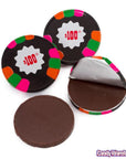 Madelaine Foiled Chocolate Poker Chips - Black $100 Design: 36-Piece Rack - Candy Warehouse