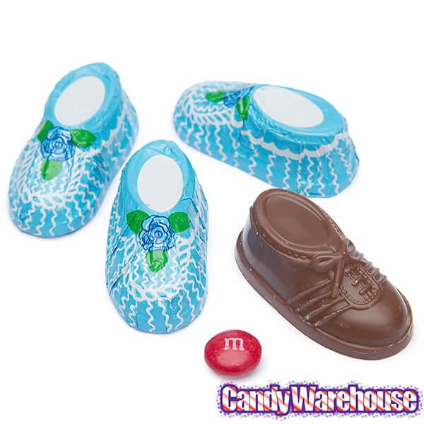 Madelaine Foiled Milk Chocolate Baby Booties - Boy: 64-Piece Box - Candy Warehouse