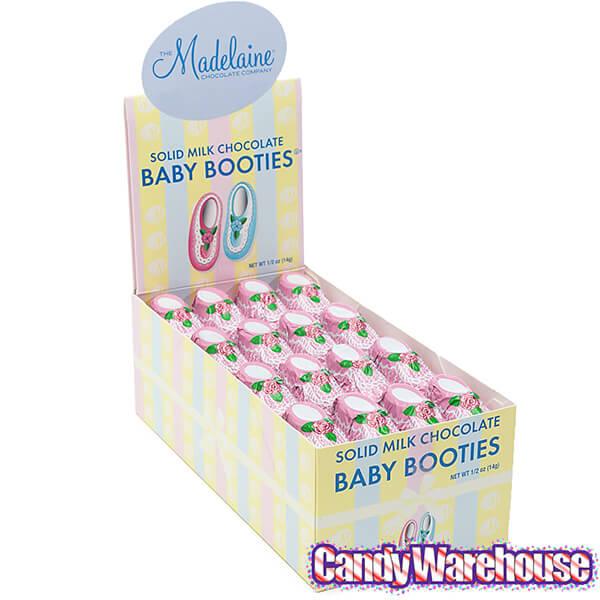 Madelaine Foiled Milk Chocolate Baby Booties - Girl: 64-Piece Box - Candy Warehouse