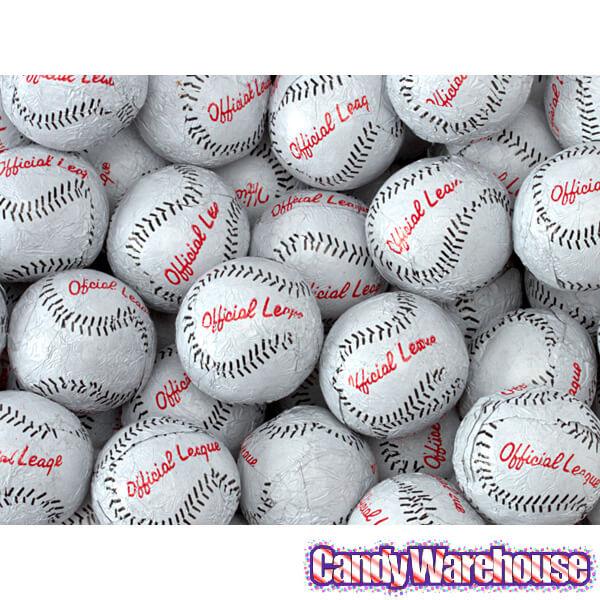 Madelaine Foiled Milk Chocolate Baseballs: 5LB Bag