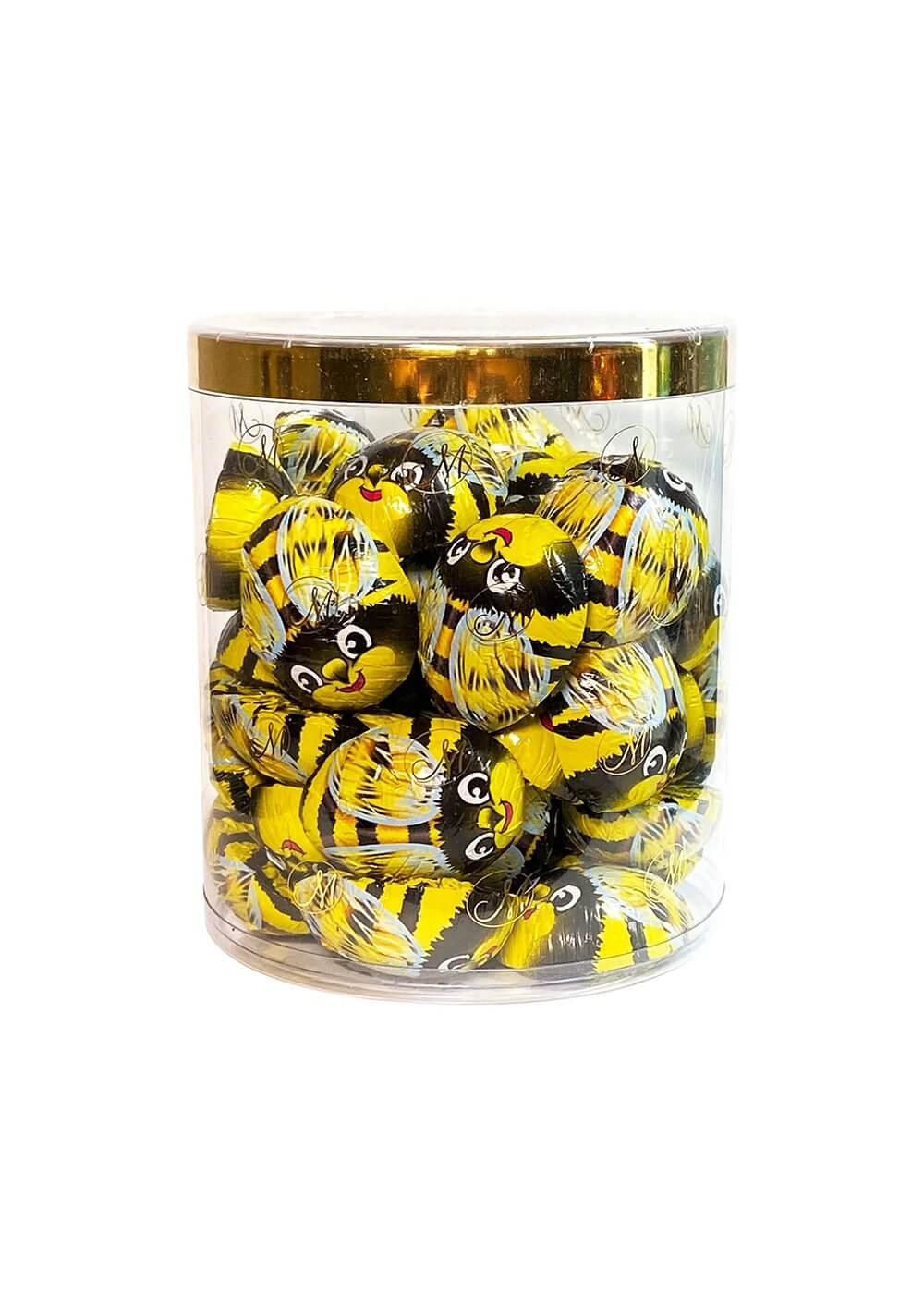 Madelaine Foiled Milk Chocolate Bumble Bees: 40-Piece Tub - Candy Warehouse