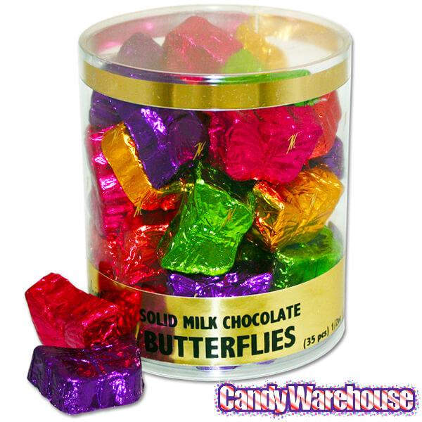 Madelaine Foiled Milk Chocolate Butterfly Candy: 35-Piece Tub - Candy Warehouse