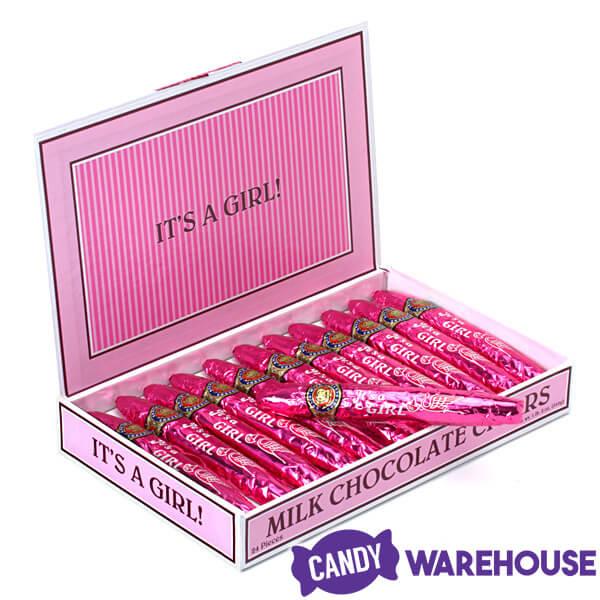 Madelaine Foiled Milk Chocolate Cigars - Girl: 24-Piece Box - Candy Warehouse