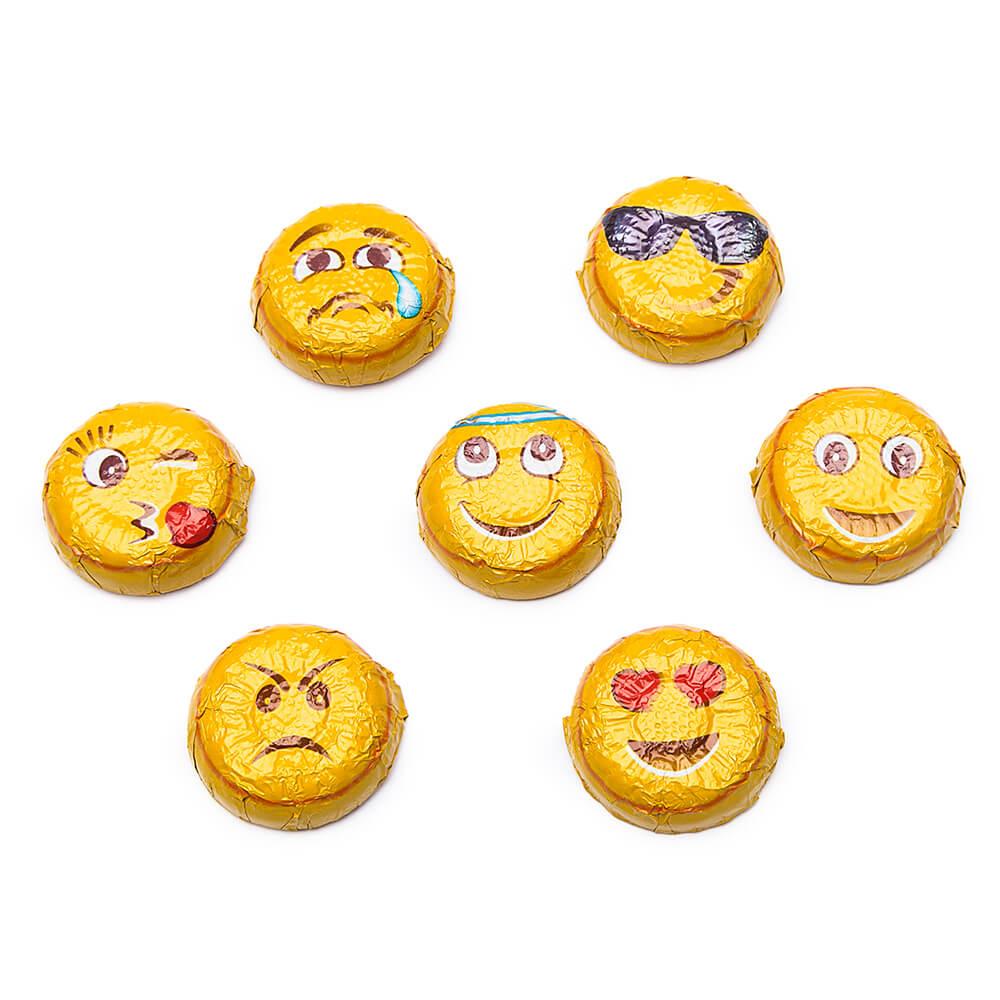 Madelaine Foiled Milk Chocolate Emoji Candy Rounds: 5LB Bag