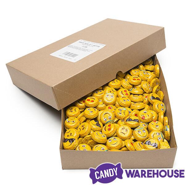 Madelaine Foiled Milk Chocolate Emoji Candy Rounds: 5LB Bag - Candy Warehouse