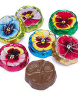 Madelaine Foiled Milk Chocolate Flower Wafers - Pansies: 5LB Bag - Candy Warehouse