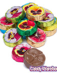 Madelaine Foiled Milk Chocolate Flower Wafers - Pansies: 5LB Bag - Candy Warehouse