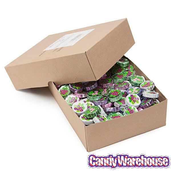 Madelaine Foiled Milk Chocolate Flower Wafers - Violets: 5LB Bag - Candy Warehouse