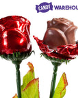 Madelaine Foiled Milk Chocolate Long Stem Roses - Red: 12-Piece Bunch - Candy Warehouse