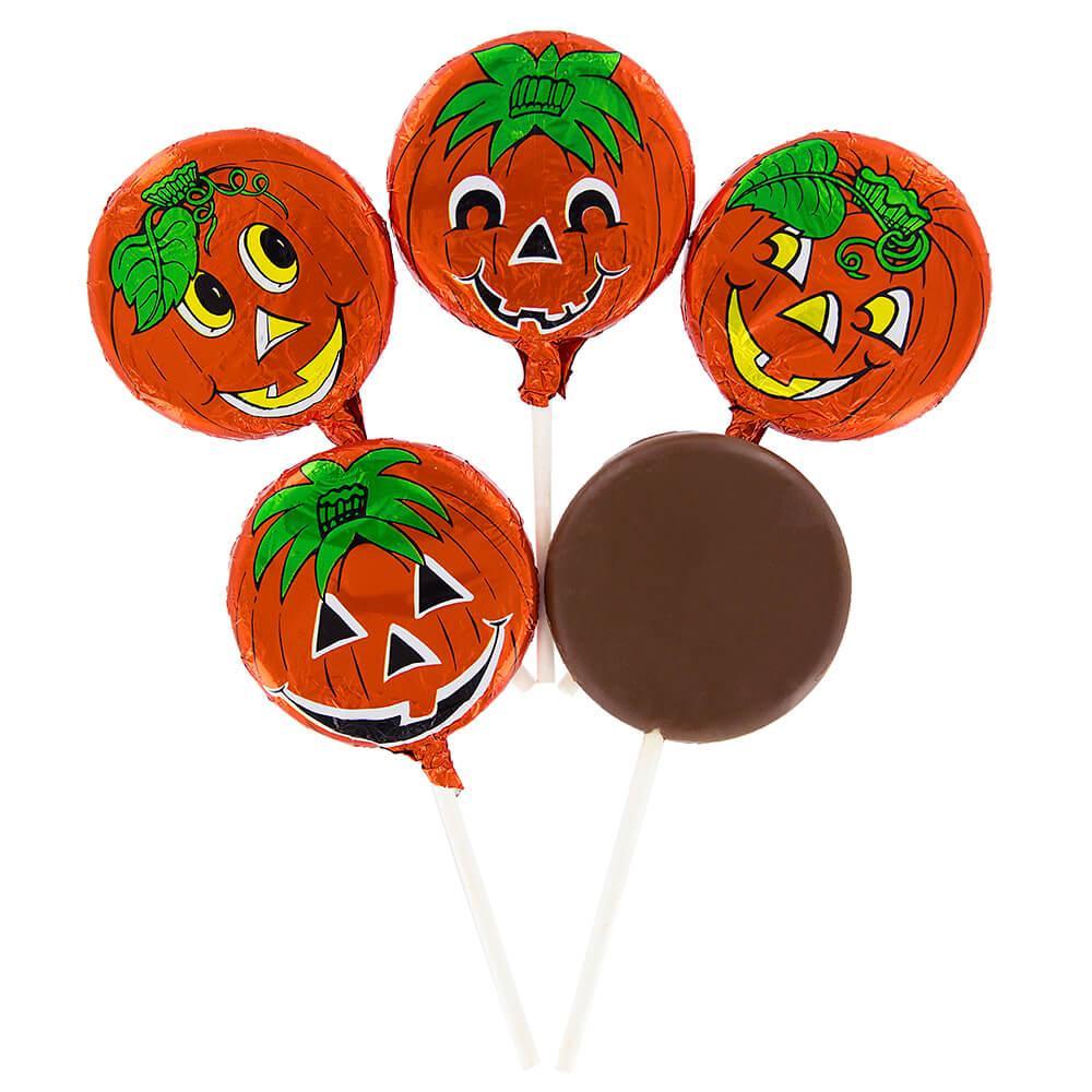 Madelaine Foiled Milk Chocolate Pumpkin Pops: 40-Piece Display - Candy Warehouse