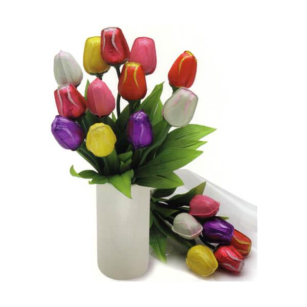 Madelaine Foiled Milk Chocolate Tulips Candy: 6-Piece Bouquet - Candy Warehouse