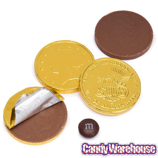 Madelaine Gold Foiled Milk Chocolate Coins - Large: 5LB Bag - Candy Warehouse