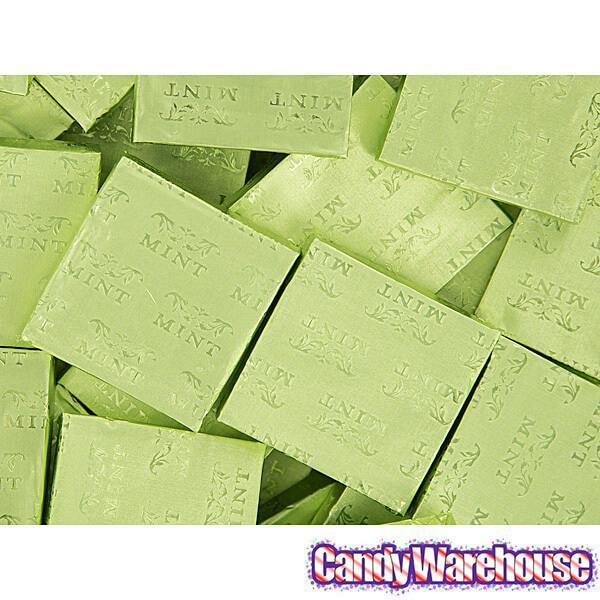 Madelaine Light Green Foiled Mint Truffle Dark Chocolate Squares: 5LB Box - Candy Warehouse