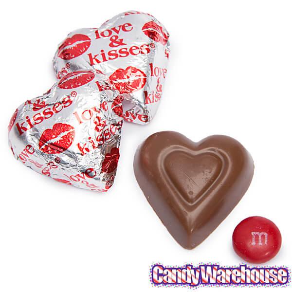 Madelaine Love and Kisses Foiled Milk Chocolate Hearts: 5LB Box - Candy Warehouse