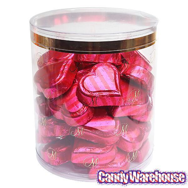 Madelaine Pink and Red Foiled Caramel Filled Chocolate Hearts: 40-Piece Tub - Candy Warehouse