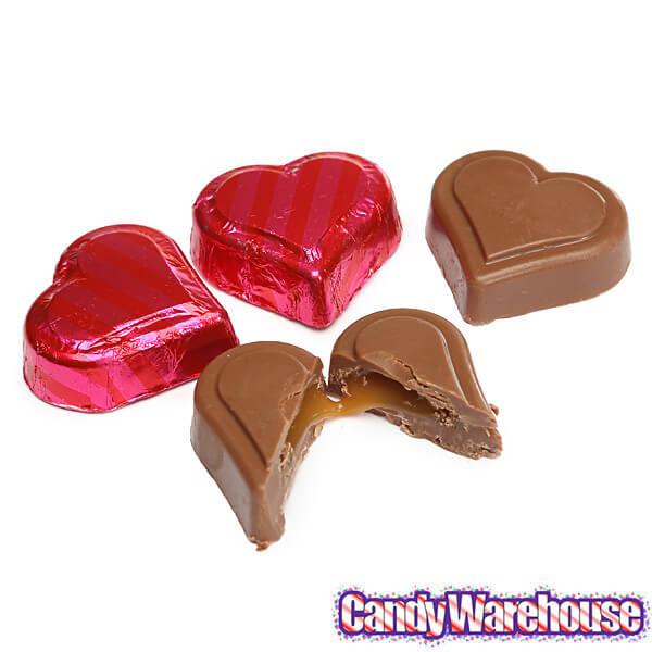 Madelaine Pink and Red Foiled Caramel Filled Chocolate Hearts: 40-Piece Tub - Candy Warehouse