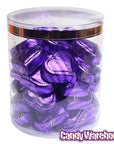 Madelaine Purple Foiled Peanut Butter Filled Chocolate Hearts: 40-Piece Tub - Candy Warehouse