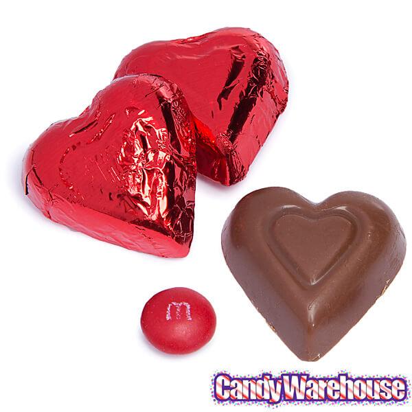 Madelaine Red Foiled Milk Chocolate Hearts: 5LB Box - Candy Warehouse