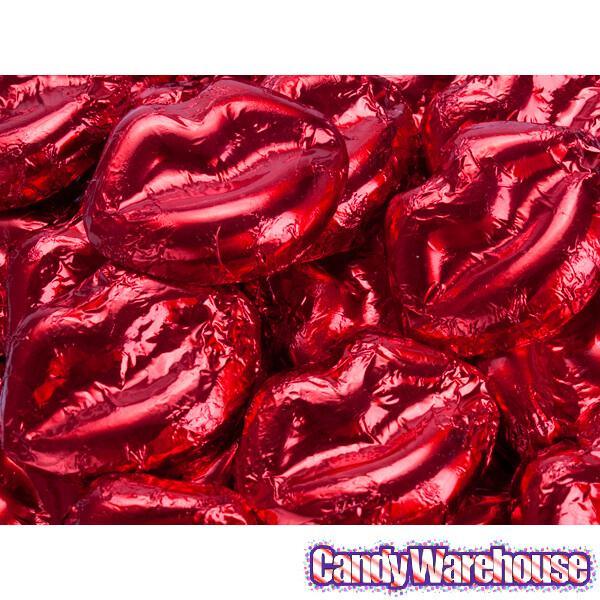 Madelaine Red Foiled Milk Chocolate Lips: 5LB Bag - Candy Warehouse