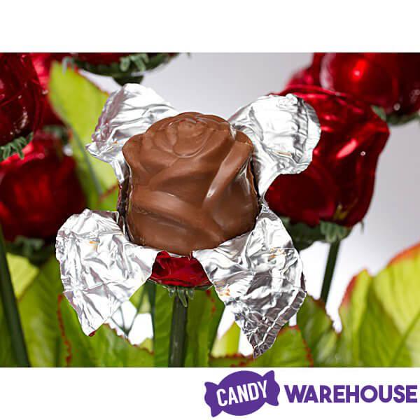 Madelaine Red Foiled Milk Chocolate Roses Bouquet: 12-Piece Florist Box - Candy Warehouse