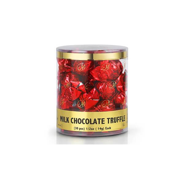 Madelaine Red Foiled Milk Chocolate Truffles: 30-Piece Tub - Candy Warehouse