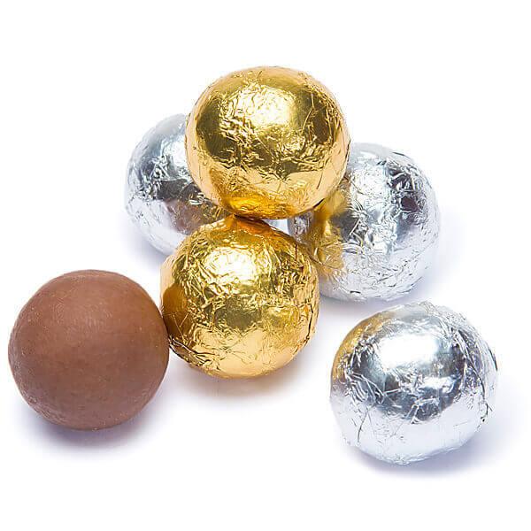 Madelaine Silver & Gold Foiled Milk Chocolate Balls: 5LB Bag - Candy Warehouse