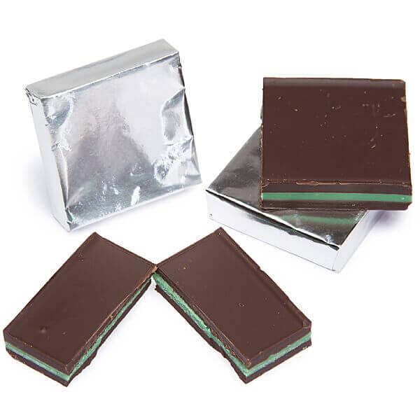 Madelaine Silver Foiled Mint Truffle Dark Chocolate Squares: 5LB Box - Candy Warehouse