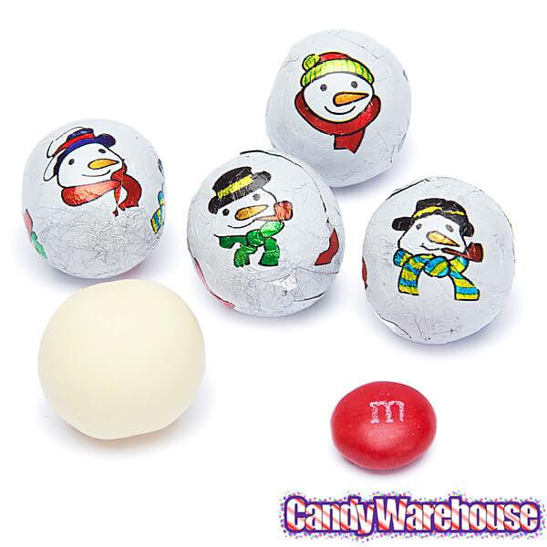 Madelaine Snowmen Foiled White Chocolate Balls: 5LB Bag - Candy Warehouse