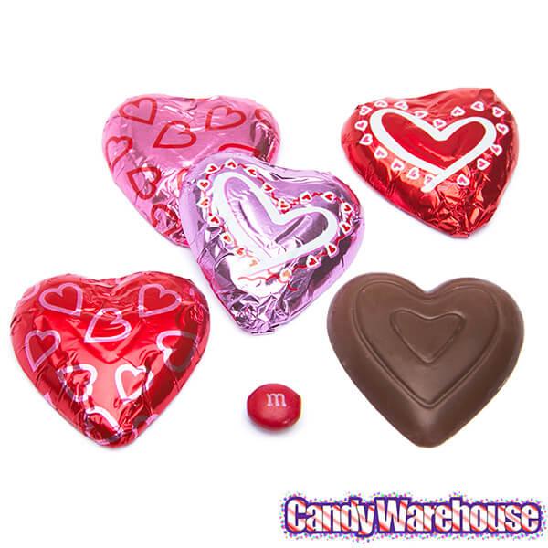 Madelaine Valentine Foiled Large Milk Chocolate Hearts: 60-Piece Box - Candy Warehouse