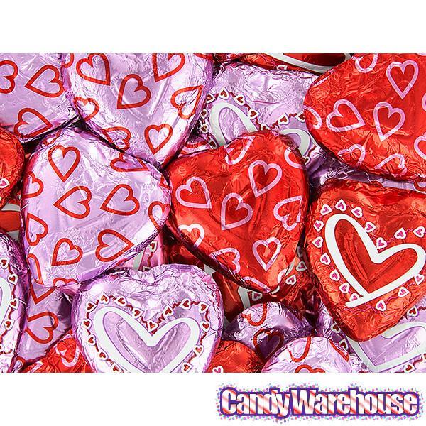 Madelaine Valentine Foiled Large Milk Chocolate Hearts: 60-Piece Box - Candy Warehouse