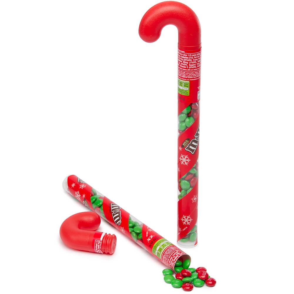 M&amp;M&#39;s Filled Holiday Candy Cane - Candy Warehouse