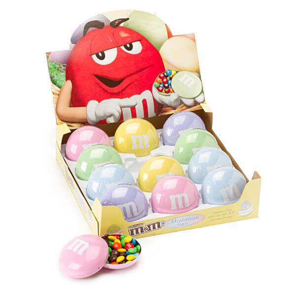 M&M's Filled Pastel Candy Tins: 12-Piece Box - Candy Warehouse