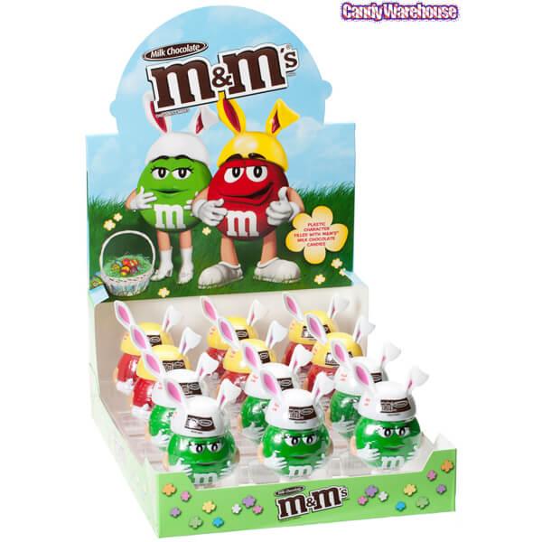 M&M's Minis Candy Filled Easter Bunny Figurines: 12-Piece Display - Candy Warehouse