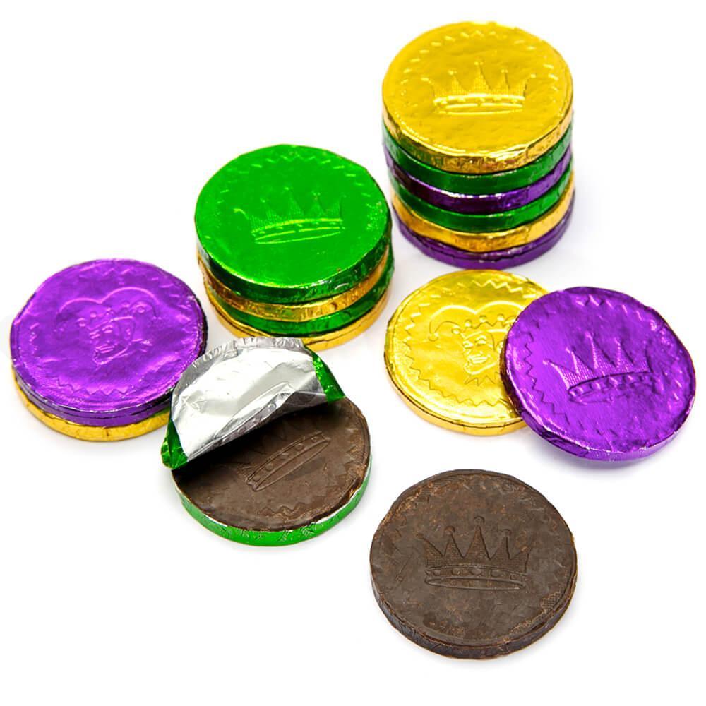 Mardi Gras Chocolate Coins Candy: 60-Piece Bag - Candy Warehouse