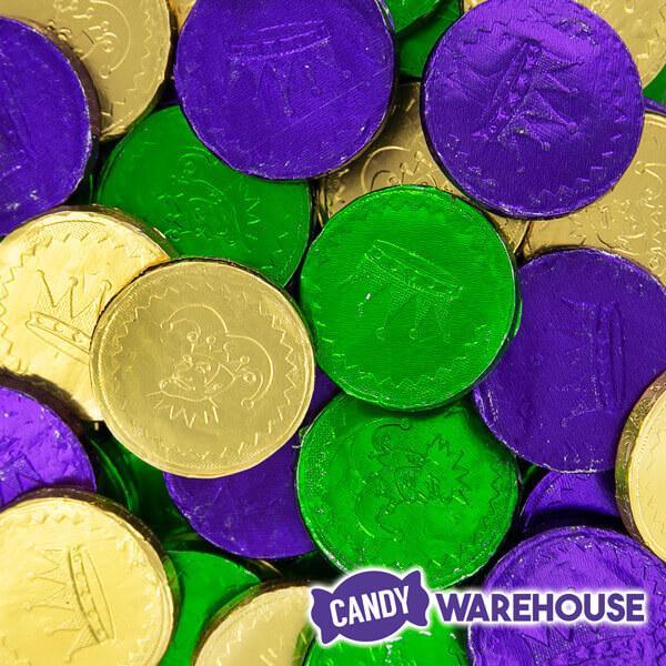 Mardi Gras Chocolate Coins Candy: 60-Piece Bag - Candy Warehouse