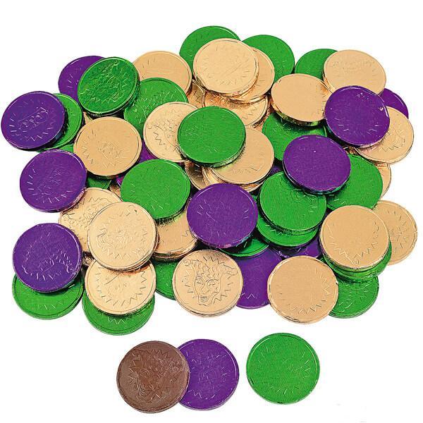 Mardi Gras Chocolate Coins Candy: 60-Piece Bag - Candy Warehouse