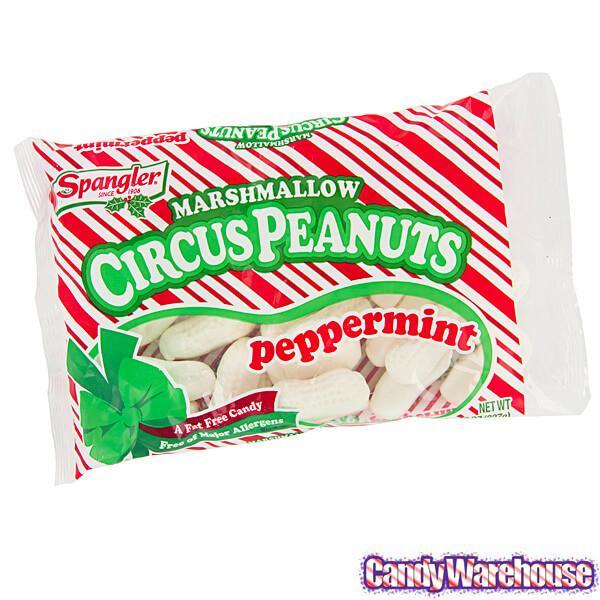 Marshmallow Circus Peanuts - Peppermint: 8-Ounce Bag - Candy Warehouse