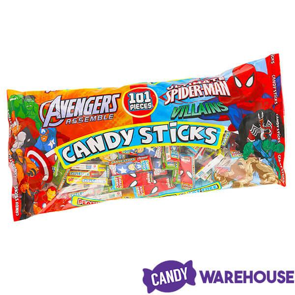 Marvel Cartoon Character Candy Sticks 2-Packs: 100-Piece Bag - Candy Warehouse