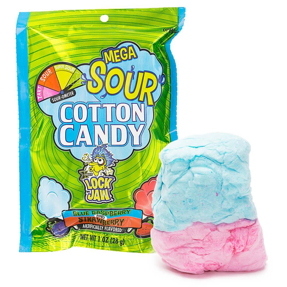 Mega Sour Cotton Candy Packs: 12-Piece Display - Candy Warehouse