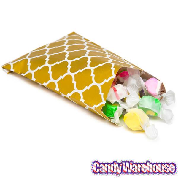 Metallic Gold Casablanca Pattern Candy Bags: 25-Piece Pack - Candy Warehouse