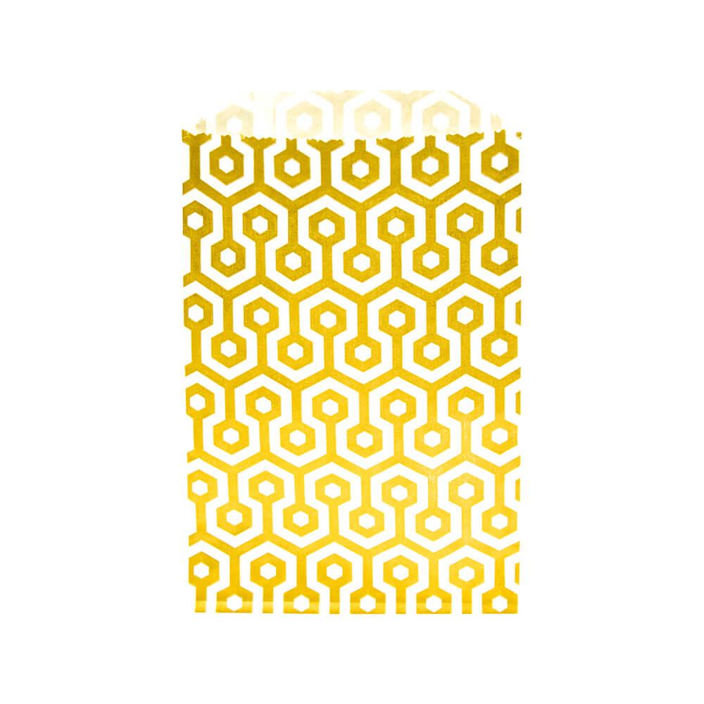 Metallic Gold Honeycomb Candy Bags: 25-Piece Pack - Candy Warehouse