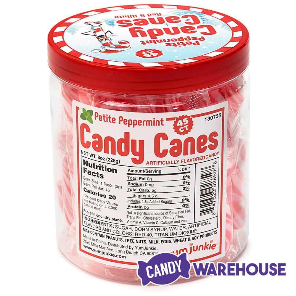 Mini Candy Canes - Red and White: 45-Piece Jar - Candy Warehouse