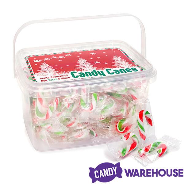 Mini Candy Canes - Red, Green, and White: 100-Piece Tub - Candy Warehouse