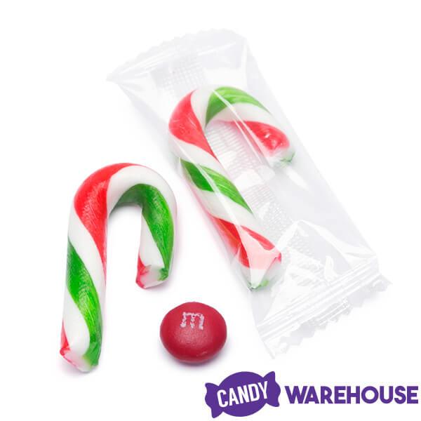 Mini Candy Canes - Red, Green, and White: 100-Piece Tub - Candy Warehouse