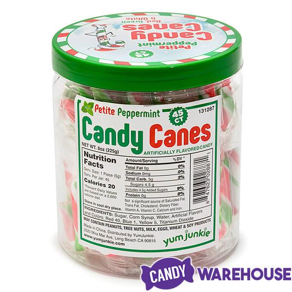 Mini Candy Canes - Red, Green, and White: 45-Piece Jar - Candy Warehouse