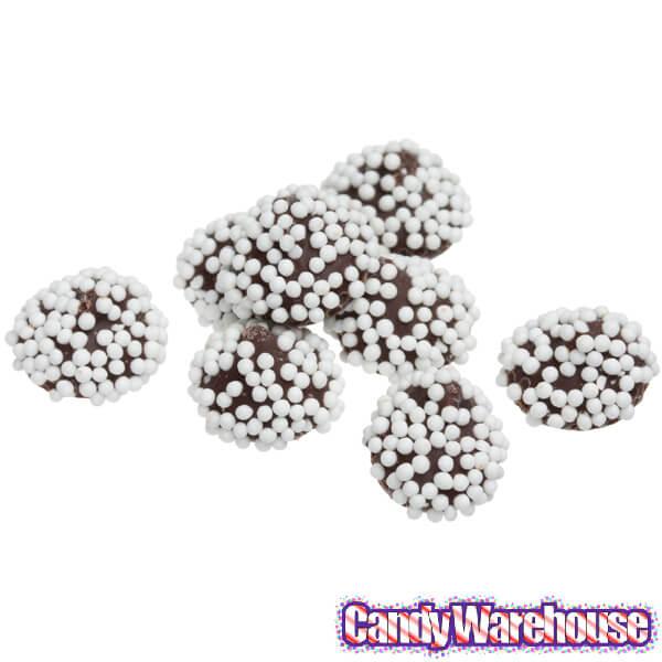 Mini Dark Chocolate Drops with White Nonpareils: 10LB Case - Candy Warehouse