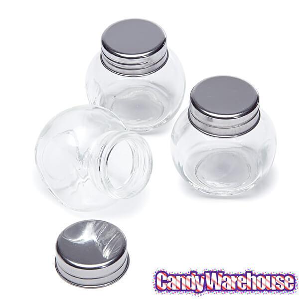 Mini Glass Favor Jars - 1.5-Ounce Candy Jar with Silver Top: 12-Piece Set