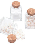 Mini Glass Favor Jars - 1.75-Ounce Square Jar with Cork Stopper: 12-Piece Set - Candy Warehouse